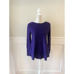 Hobbs London Purple Wool Blend Sweater Flared Hem M